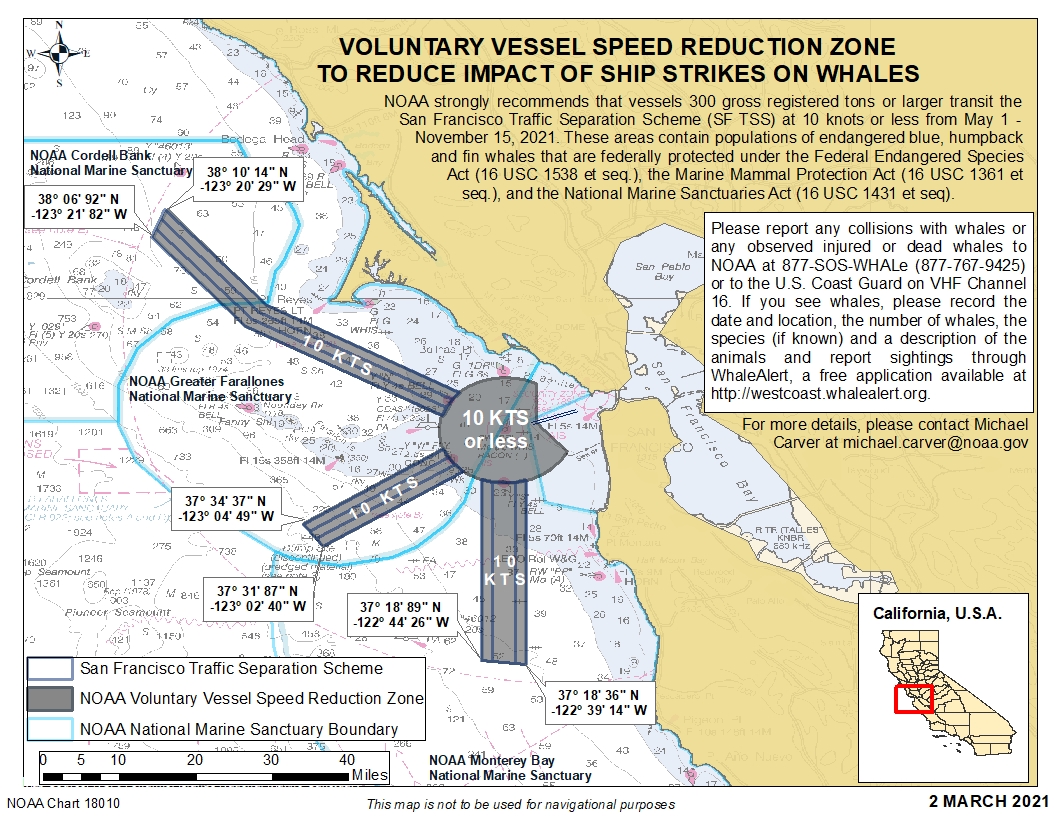 NOAA Vessel Speed Reduction Map 2021 - San Francisco
