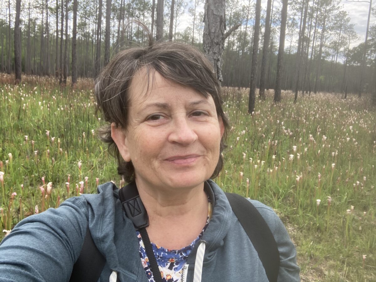 Profile photo of Deb Self. Deb is looking at the camera standing in a grassy field with trees.
